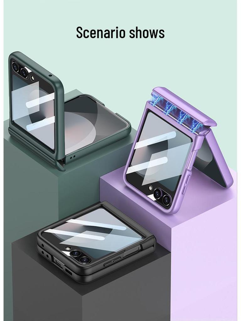 Samsung Z Flip 6 Foldable Screen Case with Large Window, Ultra-Thin Magnetic Buckle, Elegant Design.