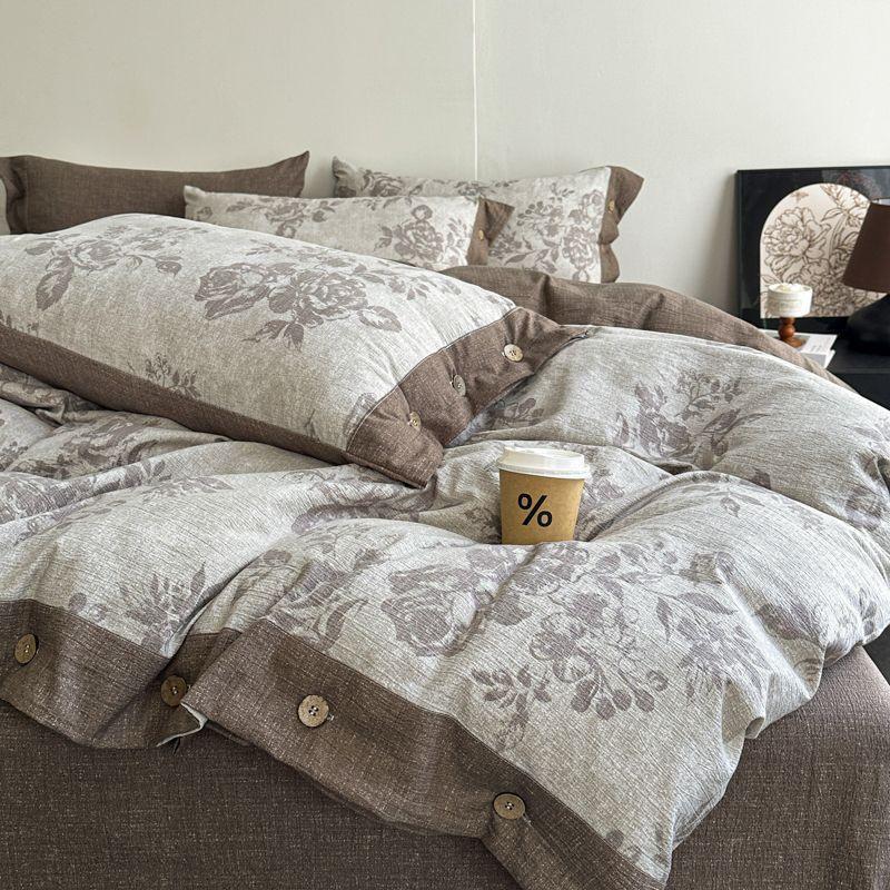 Retro Linen Double Layer Gauze Bedding Set - Light Luxury Duvet Cover and Bed Sheet