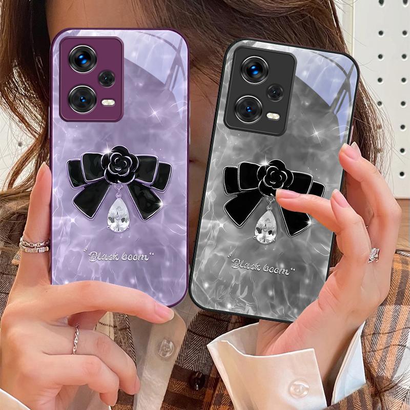High-grade Bow Tie For Xiaomi 14 Ultra 13 Lite Redmi Note 13 11 Pro 12 Plus Poco X6 3 Pro F4 6 GT Tempered Phone Case