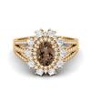 2.17 Ctw Oval Smoky Quartz 925 Sterling Silver Gold Vermeil Trio Split Shank Accents Women Wedding  Ring