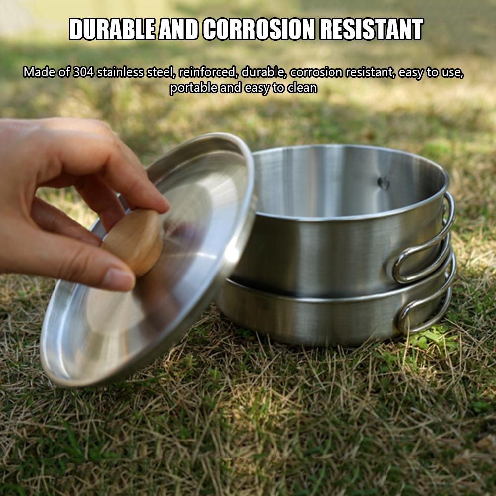 

Outdoor Stainless Steel Camping Pot Set Practical Pot And Pan Cook Set For Climbing China Mainland