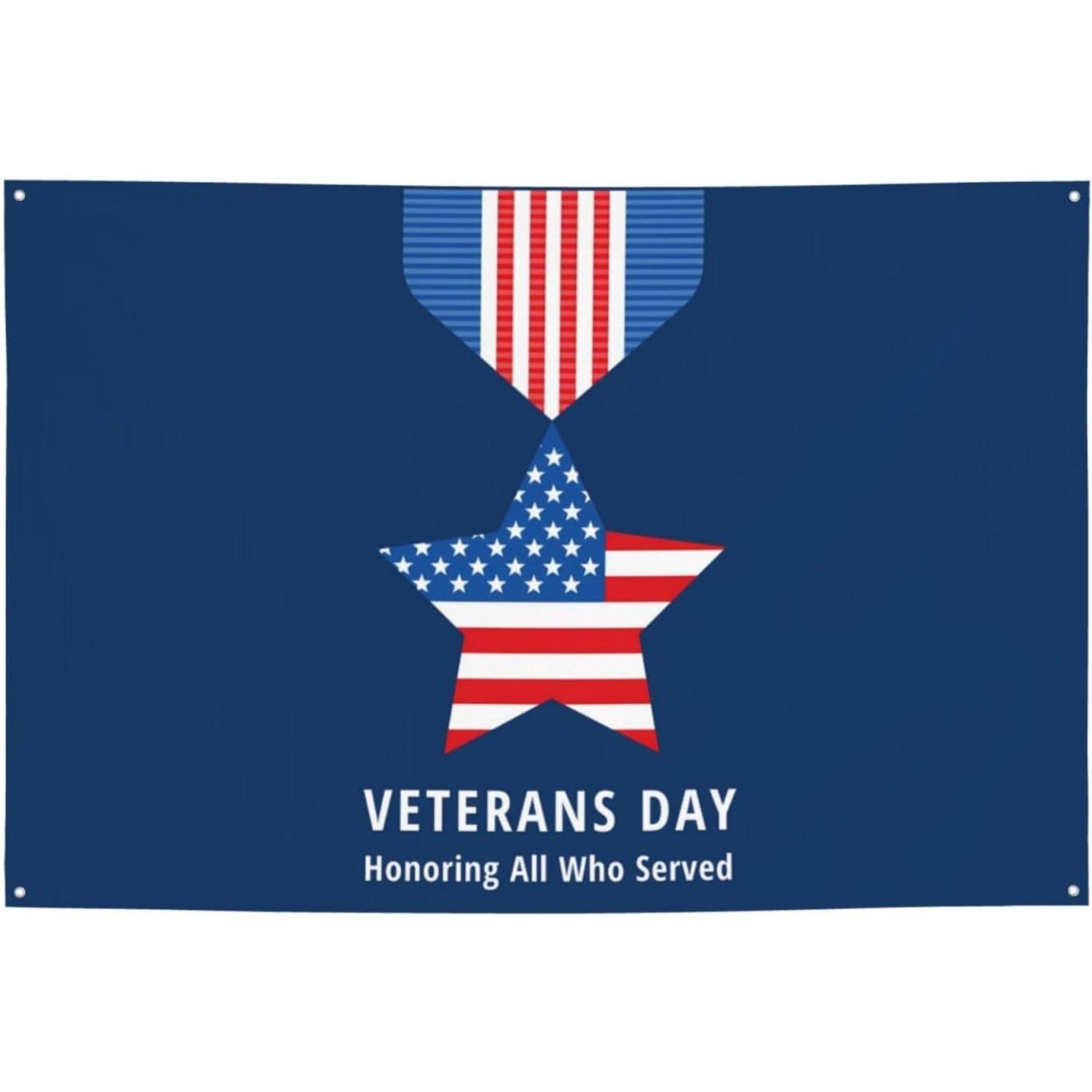 Memorial Day Eagle Tribute Tapestry Patriotic Remembrance Print Polyester Wall Hanging for Living Room Bald Eagle and US Flag 74x94cm(29x37in)