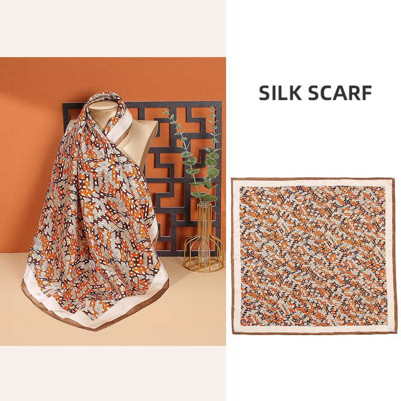 68*68cm 100% Mulberry Silk Scarf Luxury Printed Square Shawl Elegant Lightweight Soft Summer Fashion Accessory Women