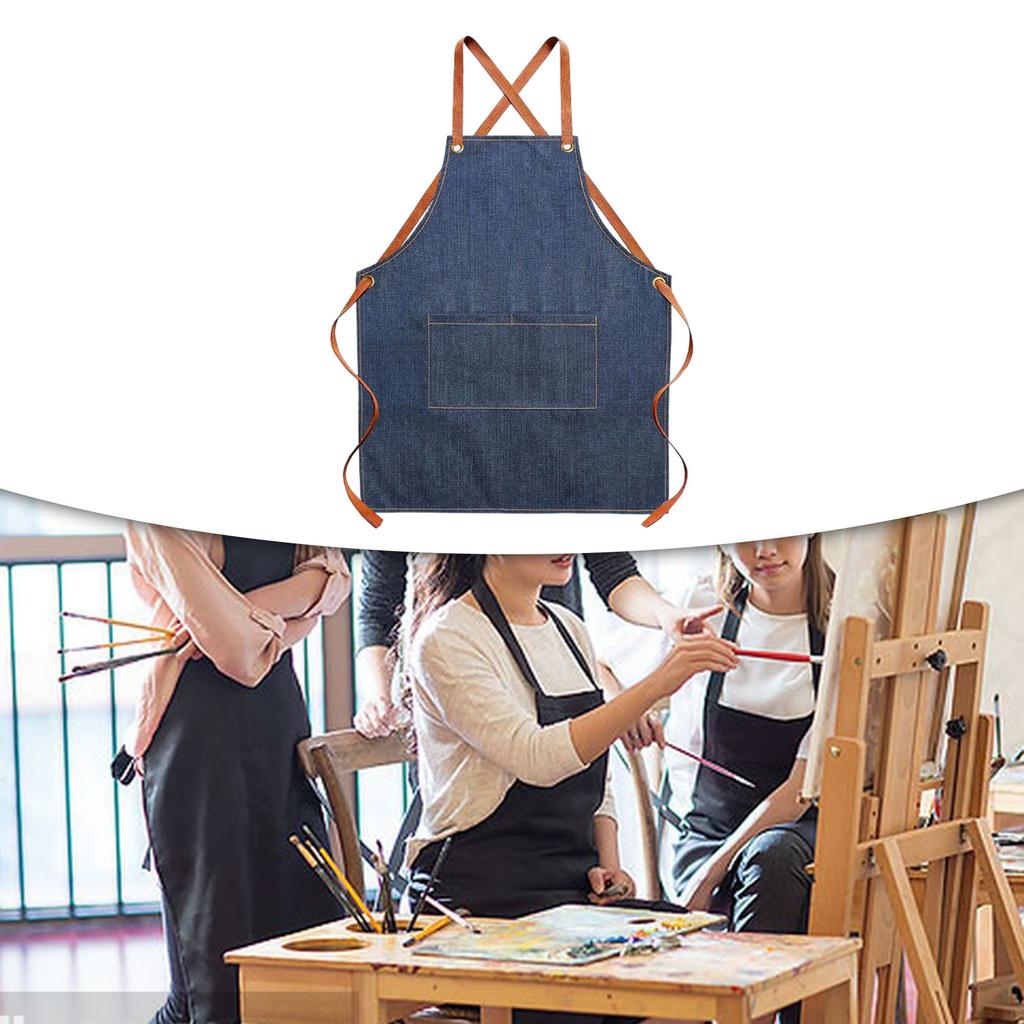 Denim Apron Chef Canvas Apron Kids Adult Multifuntional For Hair Stylist Cafes Bars Woodworking Children'S Painting Room