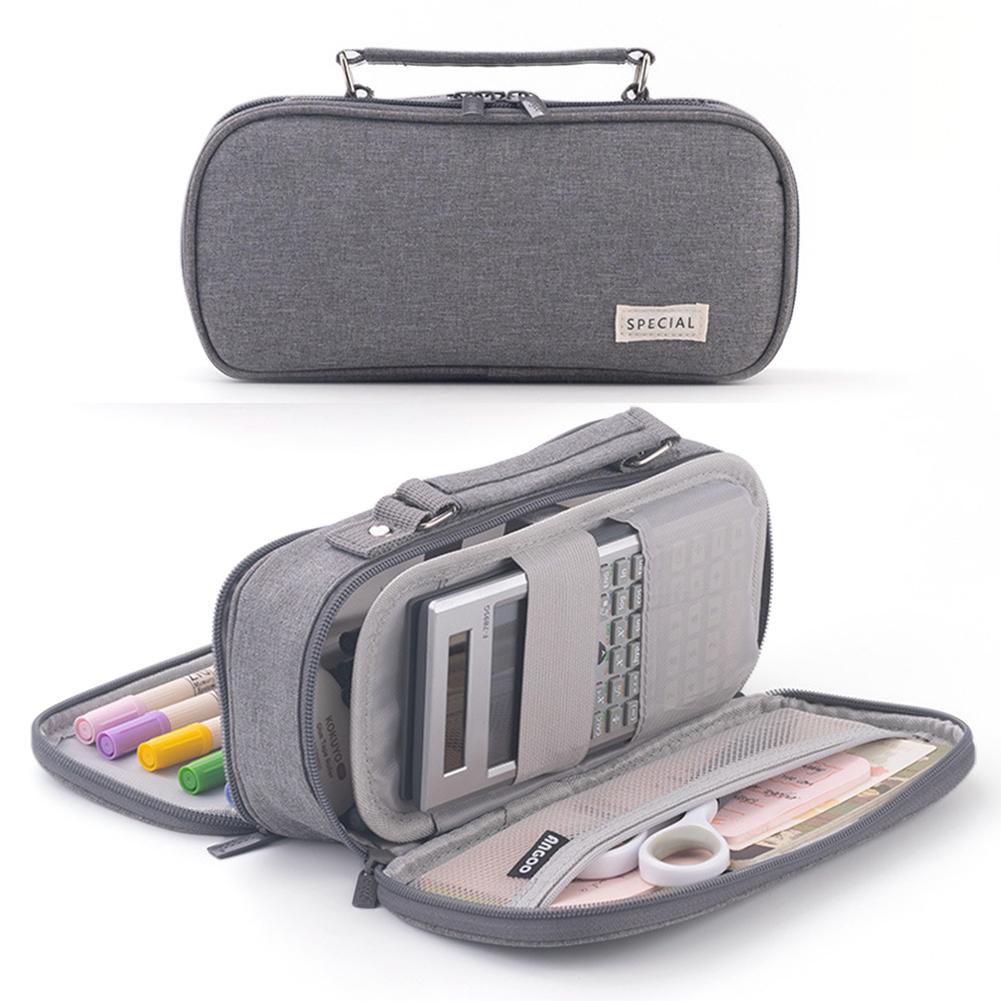 Kawaii Pencil Case Large Capacity Double Side Opened Pencil Bag 3 Compartment  Student Stationery Organizer School Supplies