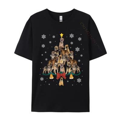 Santa Hat Border Terrier Christmas Tree Lights Xmas T Shirt Geek Funny O Neck Tshirt Pure Cotton Adult Clothes