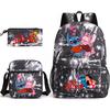 3 Piece School Backpack Set for Students Large Capacity Oxford Cloth Schoolbag with Shoulder Strap and Pencil Case
