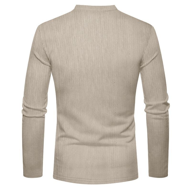 New Men's Casual Henry Slim Fit Solid Color Long Sleeve T-Shirt