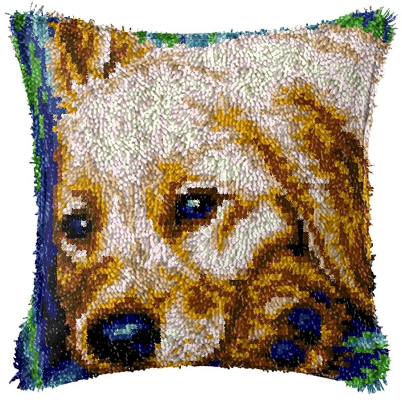 Animal Cartoon Latch Hook Pillow Smyrna Package Hooks Hand Knitted Embroidered Pillow Carpet Embroidery Set Latch Hook Rug Kits