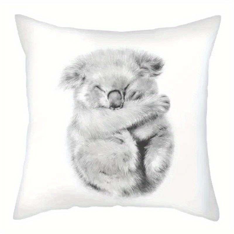 Koala With Flower And Sleeping Koala Pillowcase Pattern Cushion Cover Suitable For Sofa Bedroom Car Pillow Cover