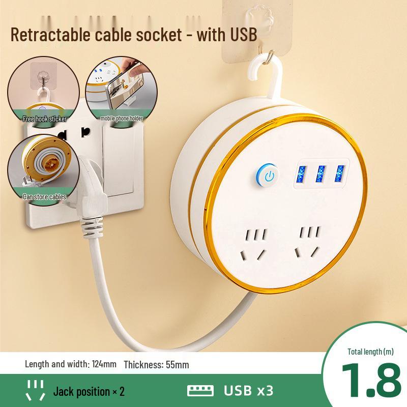 Einziehbare USB-Steckdosenleiste mit Kabelpanel für den Heim- oder Wohnheimgebrauch