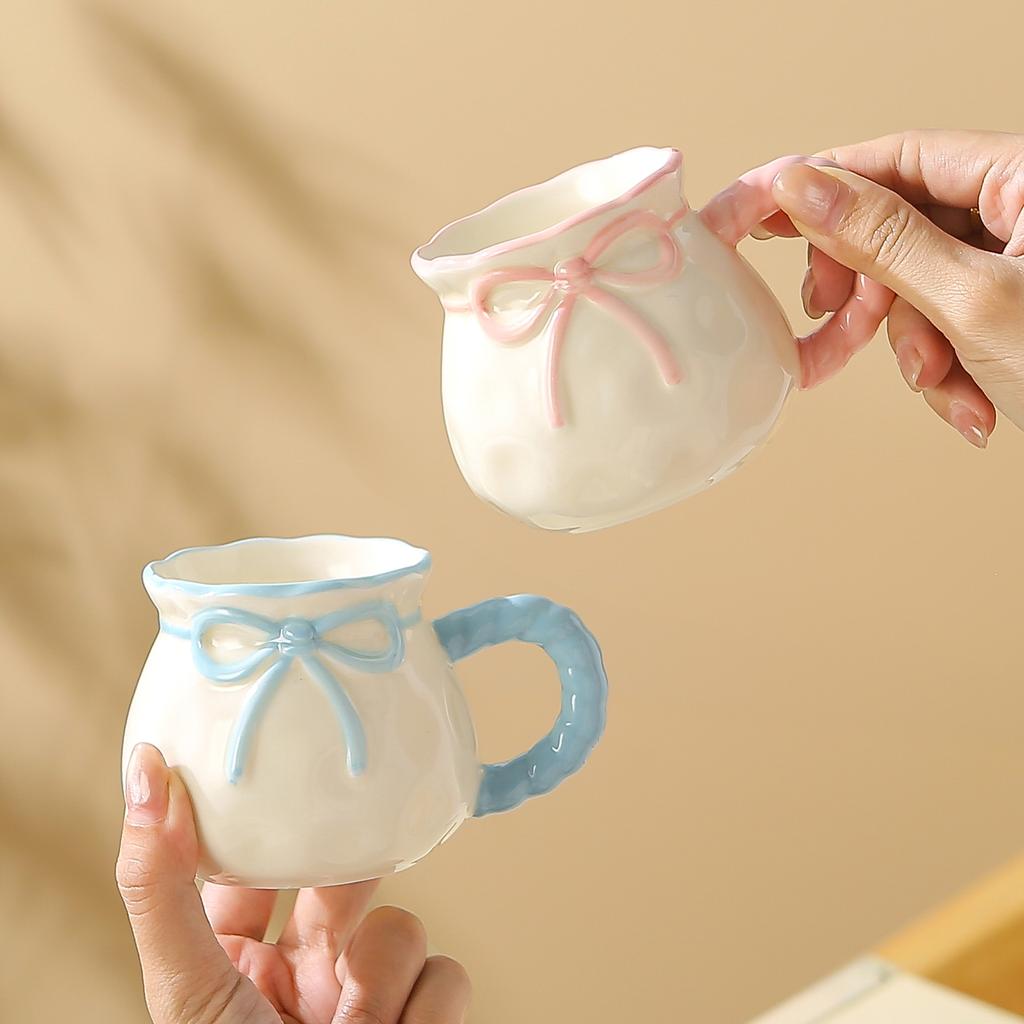 Creative high-value mini lucky bag ceramic mug household souvenir drinking cup girls birthday gift cup