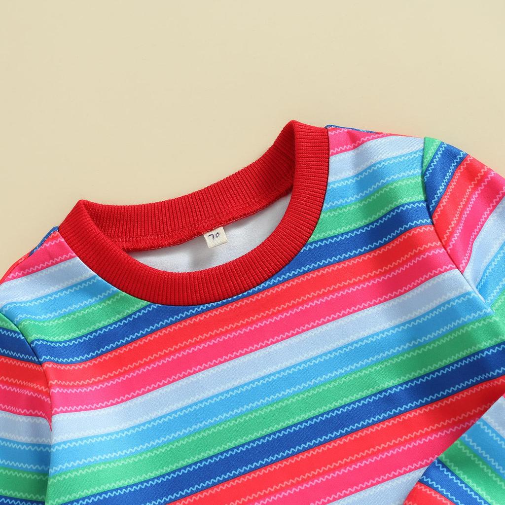 Dětské 2ks podzimní outfity s dlouhým rukávem, pruhovaný potisk topy a podvazkové kalhotky Set Cosplay pro batole