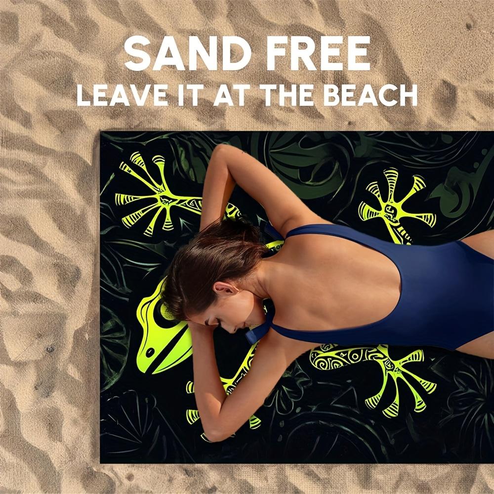 Asciugamano da Spiaggia con Stampa Geco, Design Romantico per Coppie Assorbente Rapidamente Morbido Leggero in Poliestere per Matrimonio Fuga Tropicale