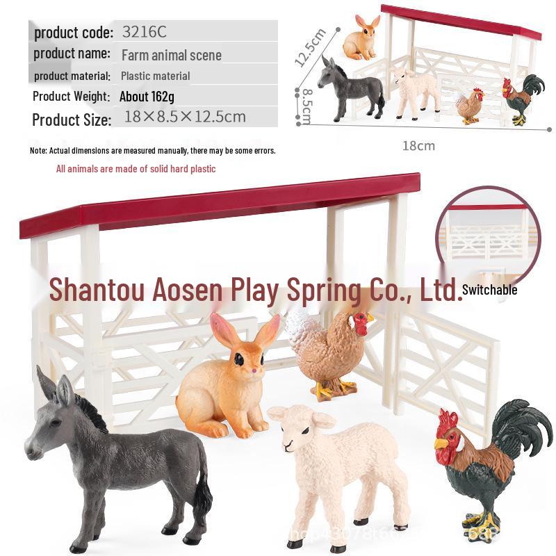 Detachable Thatched Farmhouse Animal Model Playset for Kids