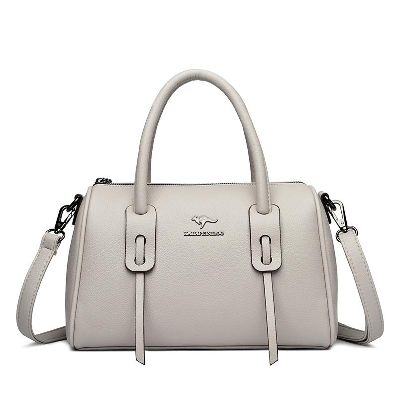 New Vintage Boston Leather Plutonium Large Capacity Women's Bags  Solid Color Female Fashion Shoulder Crossbody Bags