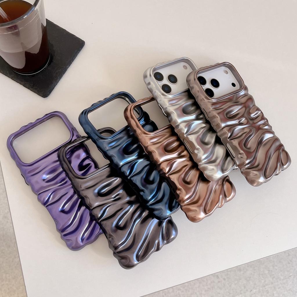 Matte Electroplated 3D Wrinkle Texture Case for iPhone 17 Pro Max Apple 16 15/14 High-end Feel