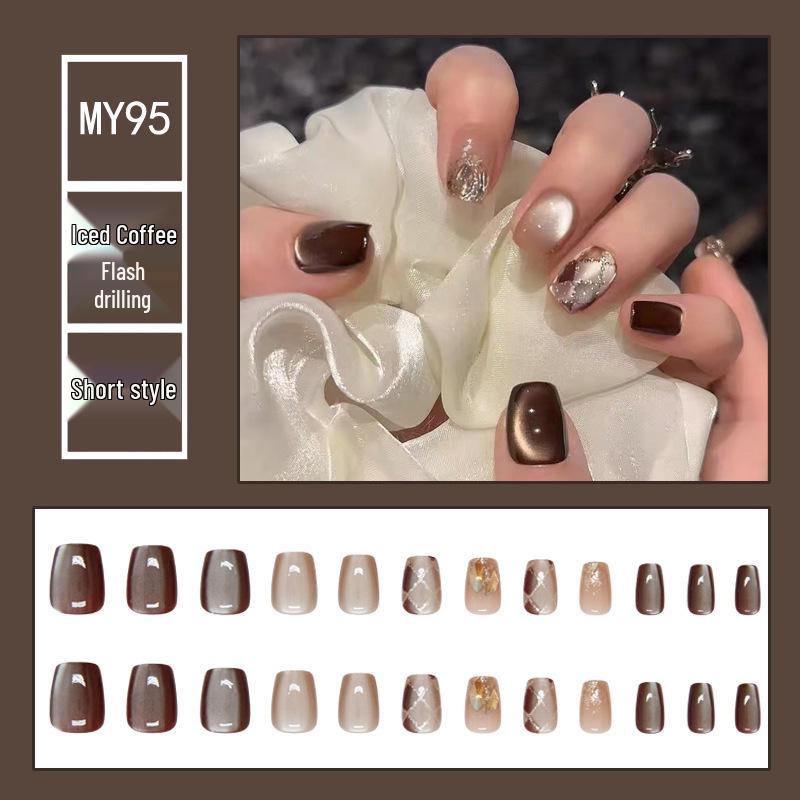 Chasing Light Cat's Eye Crystal Nails: Handmade, Detachable, Flash Diamond Design for Trendy, Stylish Looks.