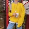 Men's High-Quality Autumn/Winter Korean Trend Solid Color BF Style Loose Round Neck Hoodie