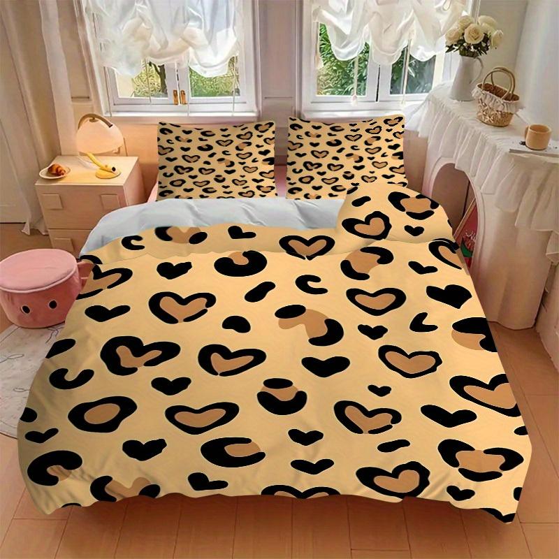 3pcs Leopard Print Bedding Set, Breathable And Soft, Suitable for All Seasons Machine Washable, Suitable for Bedroom Decoration,yy250822112