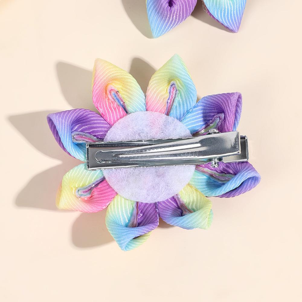 2Pcs New Unicorn Children's Hairpin Cute Pony Flower Hairpin Macaron Color Colorful Flower Hairpin Hair Pick Hair Pick Gift