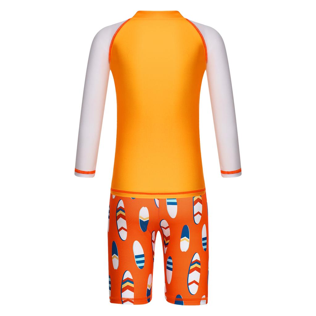 Ensemble de bain pour garçon imprimé requin Manches longues Haut requin dessin animé Short de bain assorti Tenue de plage pour la natation