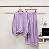 Mizqz Big Size Slow Motion Embroidery Sweatshirt Tapered Jogger Pants Set 3color