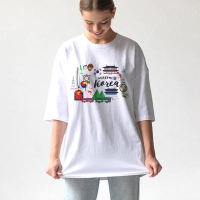 T-Shirts Damen Korea Tourismus Denkmal gedruckt Kurzarm T-Shirts Korea Mode