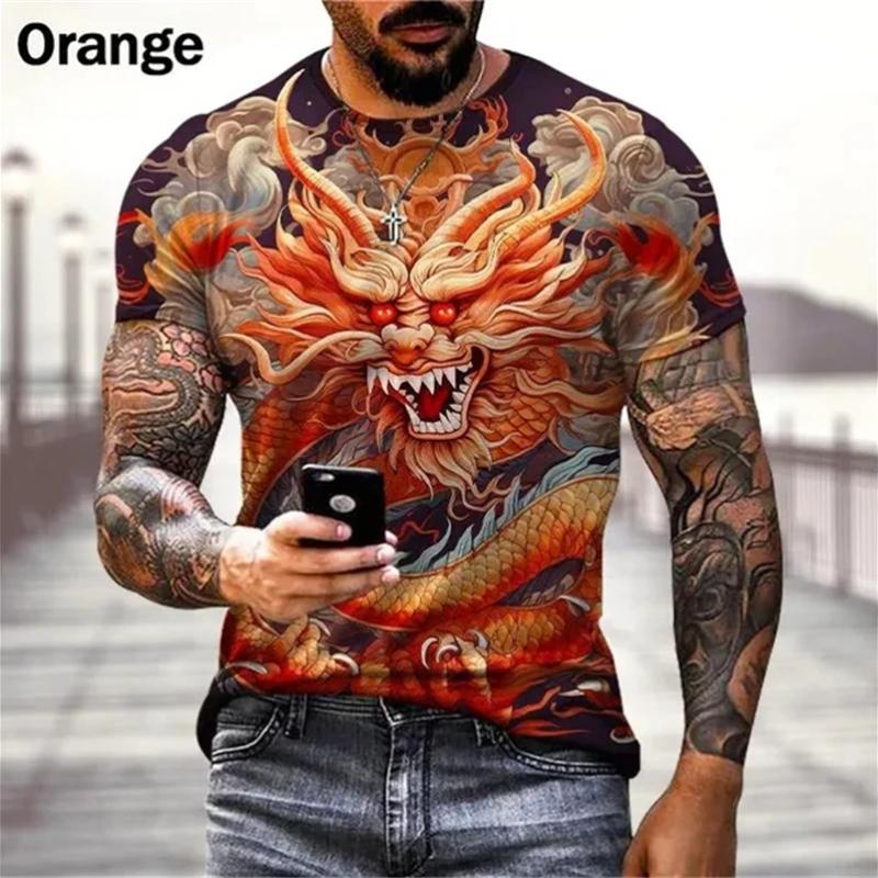Cool Chinese Dragon 3D Printed T-Shirts Men's Fashion Hip-Hop Street Casual Funny Tops Tees Trend Personality Male Women Apparel
