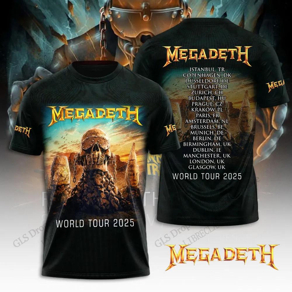 Band Rock Heavy Metal Megadeth Stampa 3D Creativo Hip-hop Fresco Top Estivo Uomo Casual Moda Manica Corta Girocollo Abbigliamento