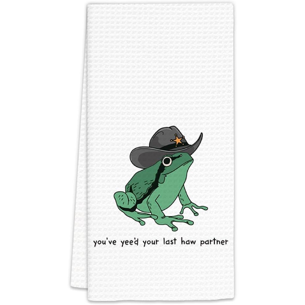 Funny Goose Gifts Kitchen Towels, Western Cowboy Goose Dish Towels, You ve Yee d Your Last Haw Partner Decorative Hand Towels for Bathroom, Western Color-3