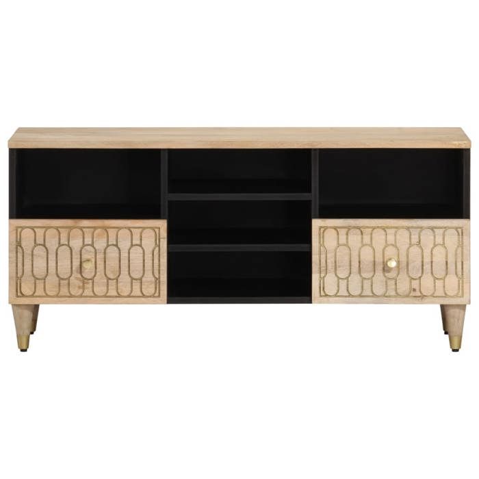 VidaXL TV Stand 100x33x46 Cm Solid Mango Wood, TV Stand, Media Cabinet, Hi-fi Cabinet, TV Unit, Multimedia Cabinet, 358266