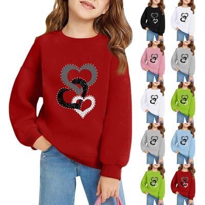 Girls Round Neck Pullovers For Kids Printed Baby Tops Valentine's Day