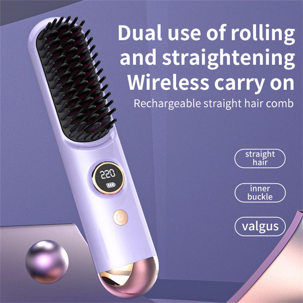 Brush Pro, Numoya Portable Straightener Brush - GoBrush Pro, With USB Rechargeable And 4 Temp-Settings, For Women All Hair Types