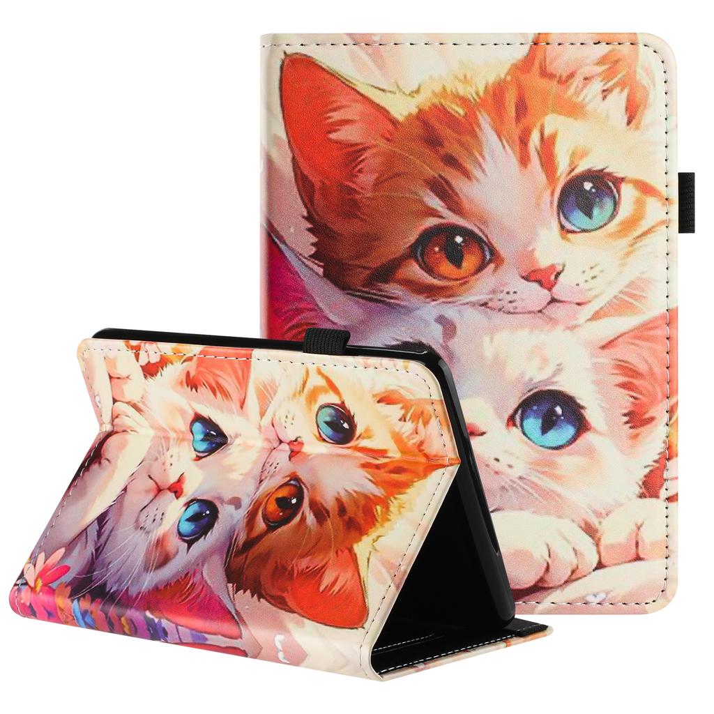 For Amazon Kindle Paperwhite 6 (2024) Tablet Case Litchi Texture Pattern Printing Leather Cover Auto Sleep/Wake with Card Holder