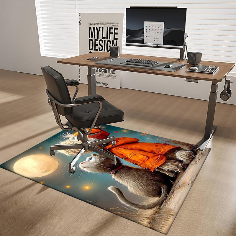 1pc Anime Cartoon Design Dog and Cat Office Chair Mat - Non-Slip Carpet for Home Decor, Suitable for All Seasons, Perfect Gift for Holidays.C086
