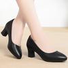 Women's Professional Commuting Shoes with Long Standing Periods: Black Soft-soled Leather High Heels and Chunky Heels