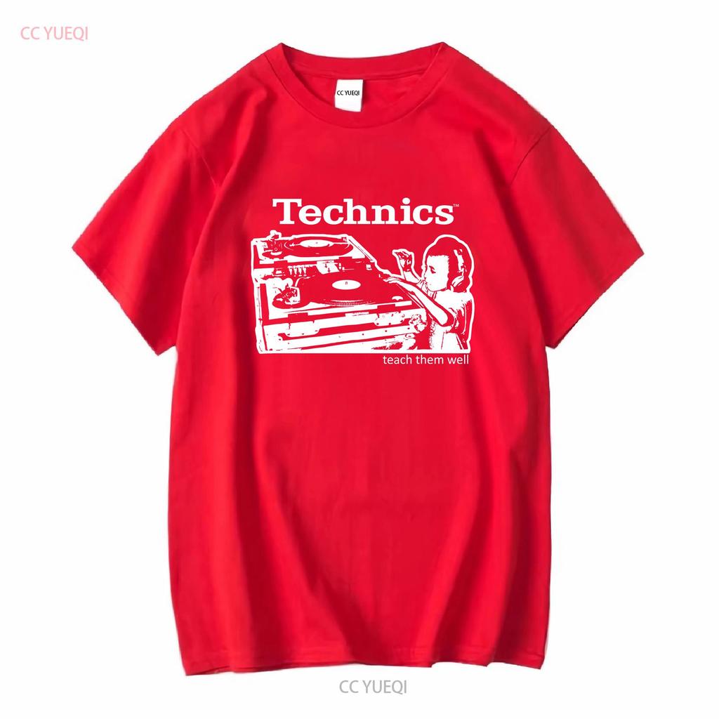 Technics Turntable Teach Them Well DJ T Shirt XL Vintage Washed Slightly Soft Unisex Stretched Homme Breathable Streetwear