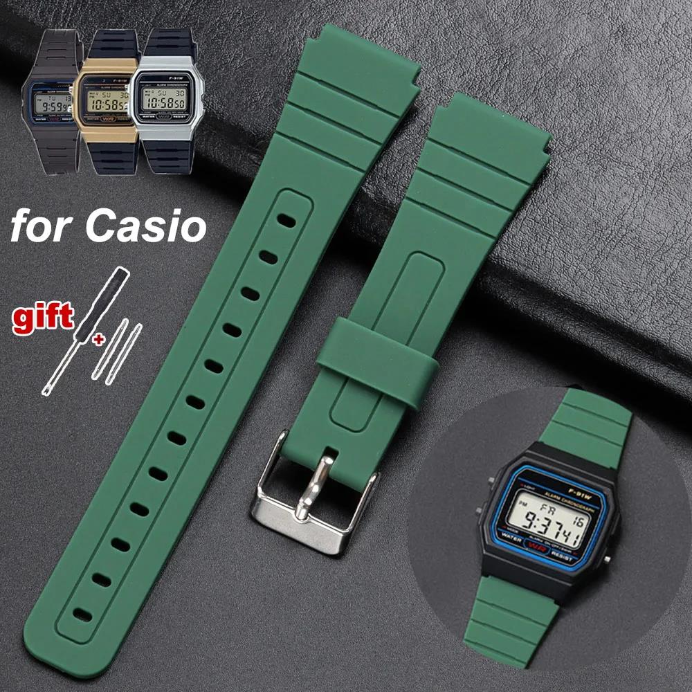 For Casio F91W W800H SGW400 F-91W F84 F105/108 A158/168 AE1200 Silicone Watch Strap Waterproof Band Replace Wrist Bands Bracelet 3