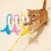 Cat Wand Toy Replacement Cute Caterpillar with Colorful Plush Balls And Feathers Elastic Net Tube Cat Toy Accessory for Kittens Interactive Wand Toy