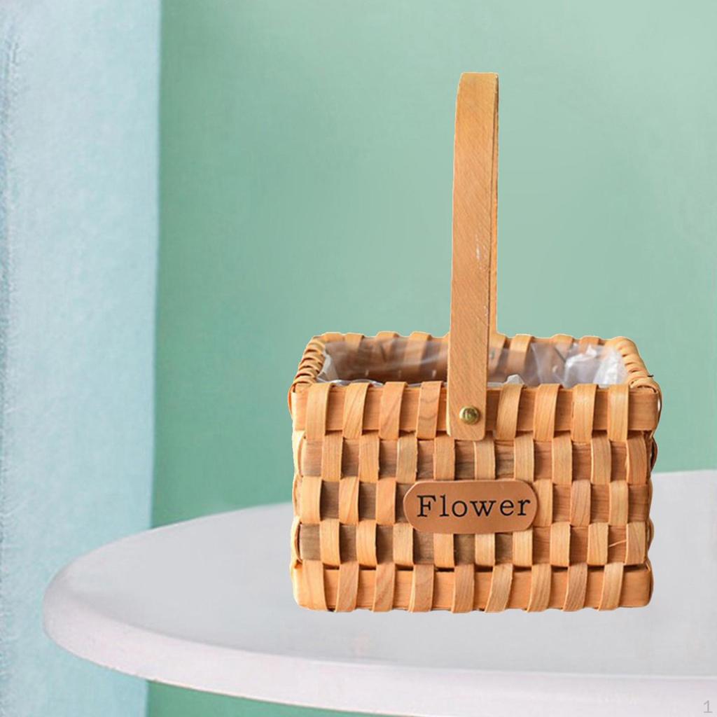 Decorative Hanging Rattan Woven Flower Hand Baskets Pinic Storage Containers for Tabletop Home and