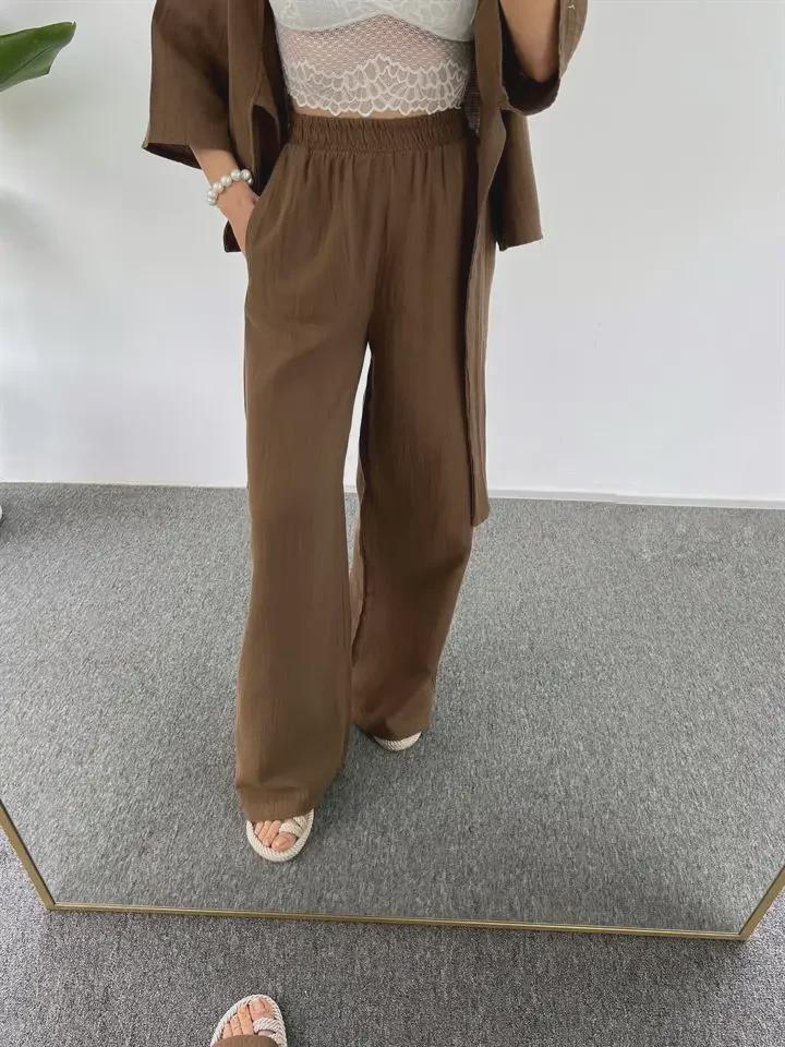 Women's Casual Solid Color Tie Cardigan & Trousers Two-Piece Set
