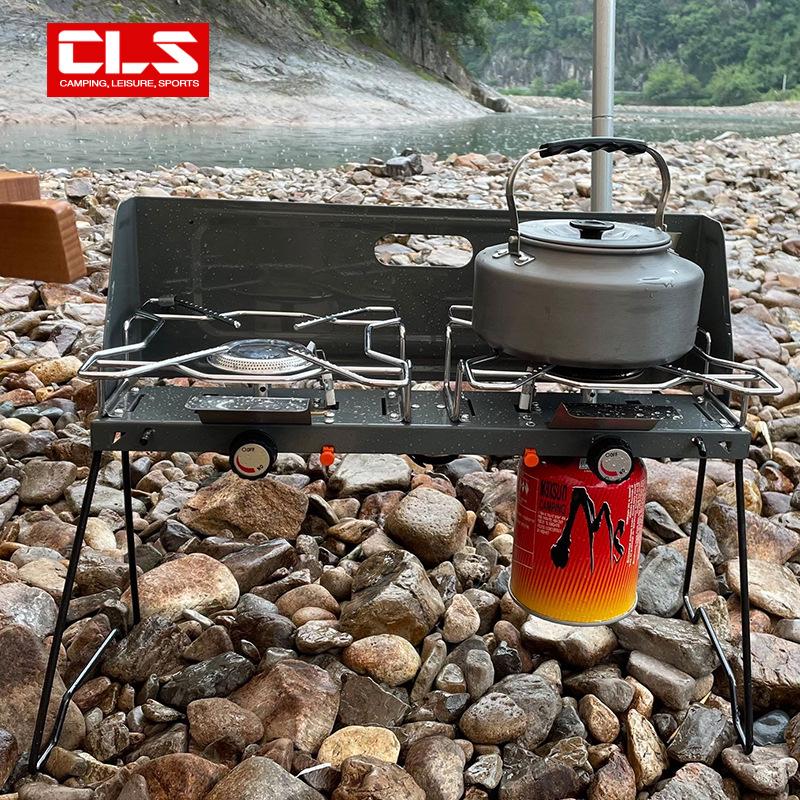 CLS Portable Folding Double-Burner Gas Camping Stove