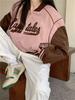 Plus Size Pink Retro Baseball Jacket for Petite Women - Spring & Autumn