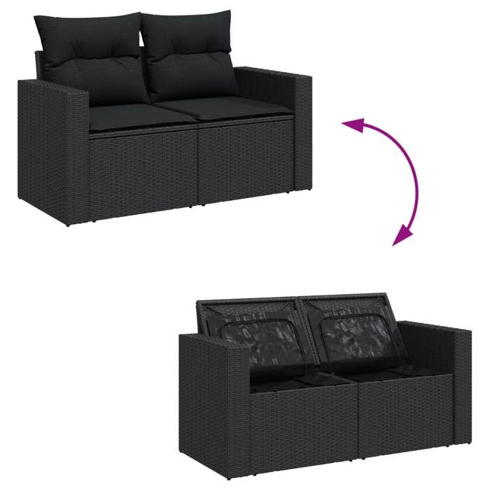 VidaXL Garden Lounge Set with Cushions 10 Pcs, Patio Sofas, Patio Furniture Set, Outdoor Furniture, Black 3256650