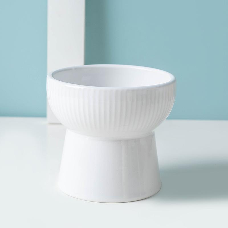 1pc Ceramic Cat Bowl Dog Bowl Cute Slant Mouth Single Bowl Neck Protection High Foot Bowl Dog Basin Anti Overturning