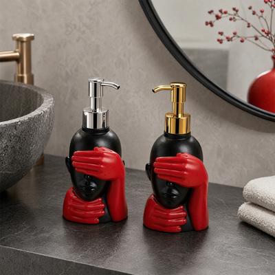 Butelka z dozownikiem 200 ml, Gładka pianka, Artystyczny czarno-czerwony design, Butelka na mydło, Dozownik mydła o dużej pojemności do dekoracji łazienki