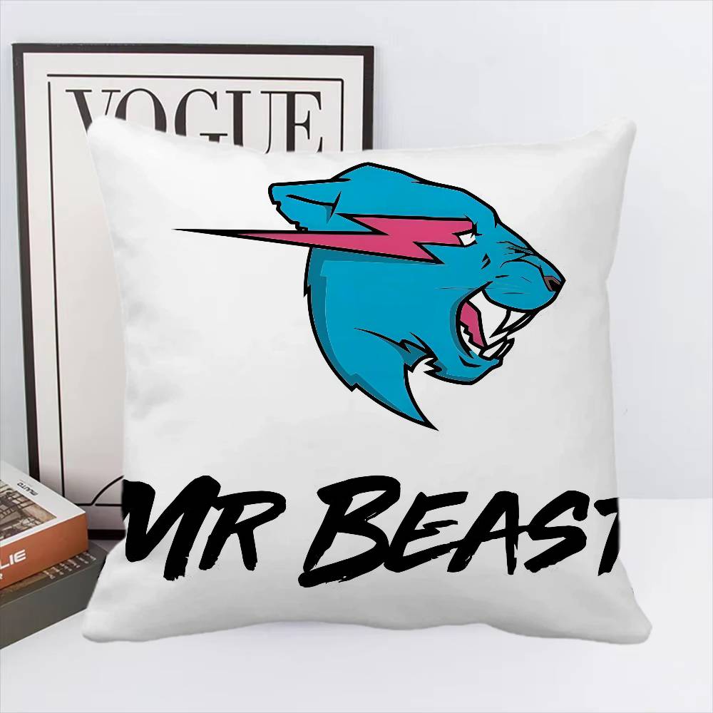 Game Blogger M-MrBeast Vintage Pillow Case Square Pillow Bedroom Sofa Leisure Comfort Cushion Car Home Decoration