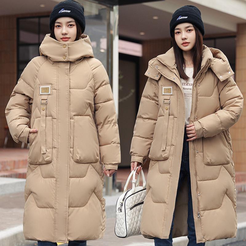 Winter New Hooded Cotton-padded Clothes Women's Knee Long Fashion Medium and Long Thickened Cotton Clothes Women's Coat