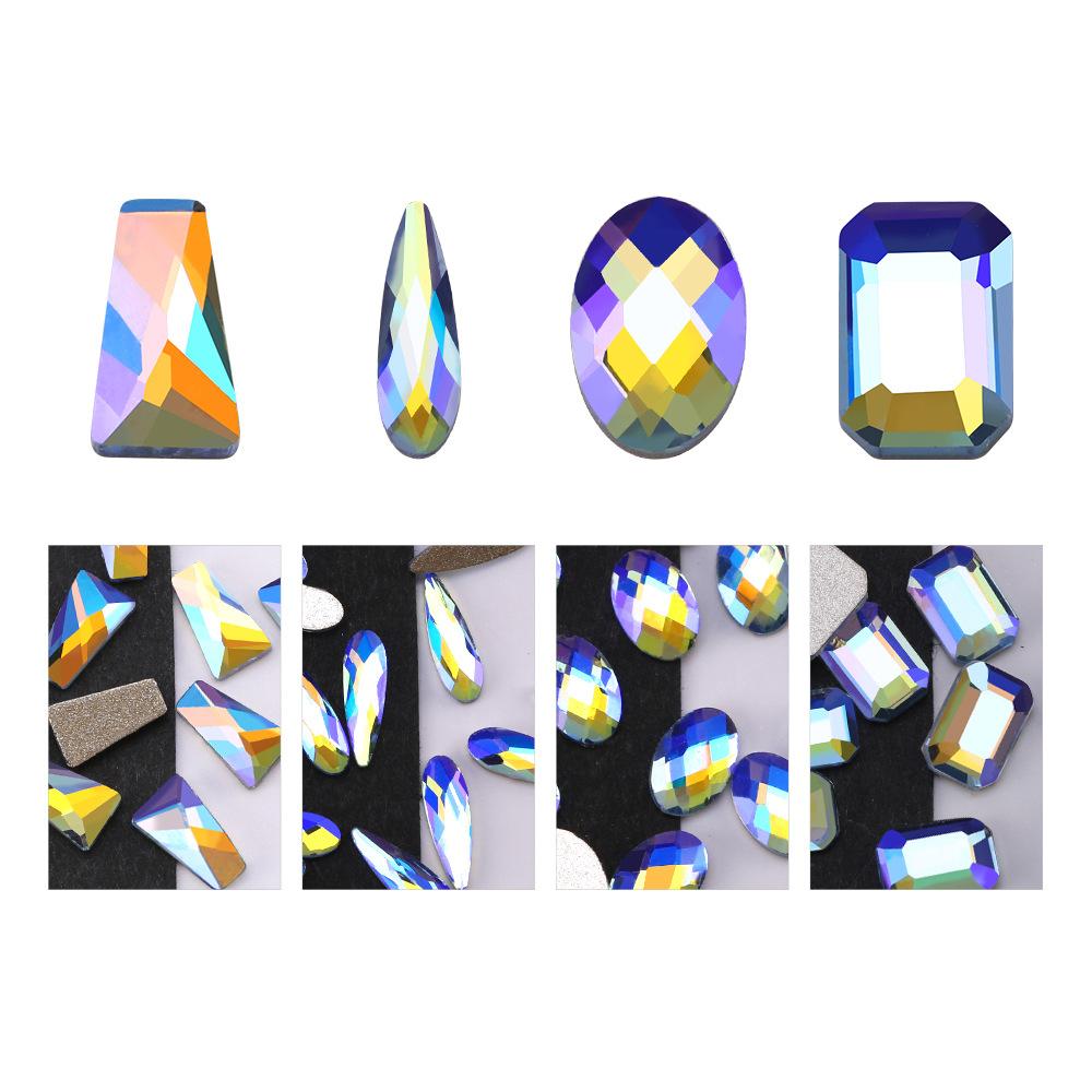 Blauer Sternenhimmel Symphonie Flachboden Speziell geformter Diamant Hellblau Ab Farbe Eiswürfel Wassertropfen Pfeil Diamant Goldener Boden Nagel Diamant